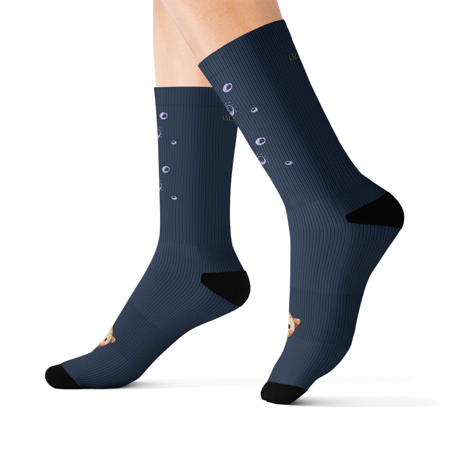 Cosmic Kitten in the Stars Playful Novelty Socks by Starry Fluff