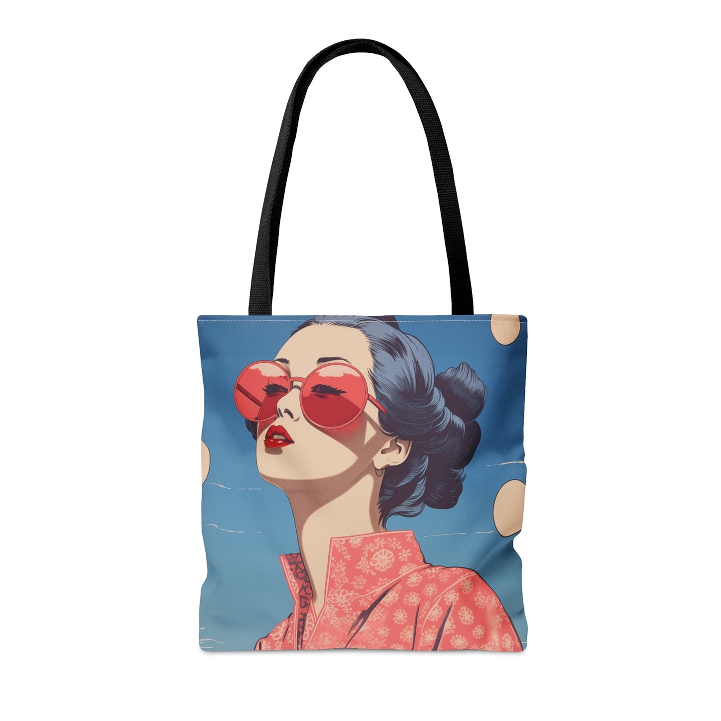 Sakura Blossom Kimono Print Medium Tote Bag with Pop of Color