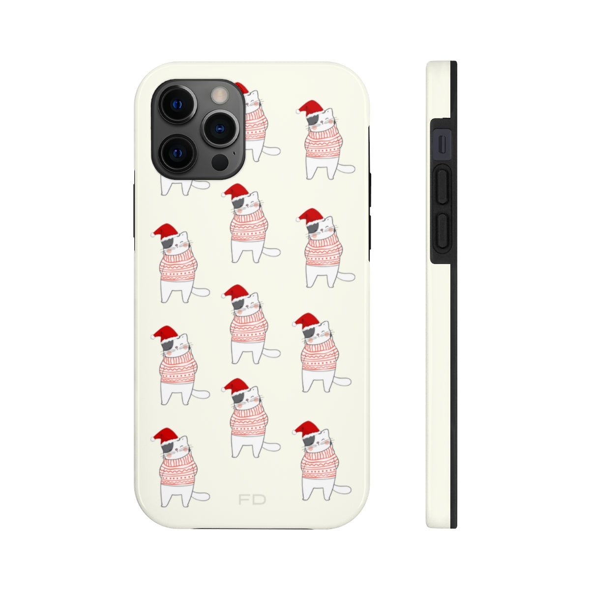 Durable Feline iPhone Case for Wireless Charging - Holiday Edition