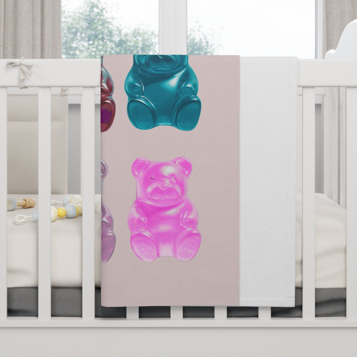 Pink Fleece Baby Blanket for Soft Gummy Bear Comfort