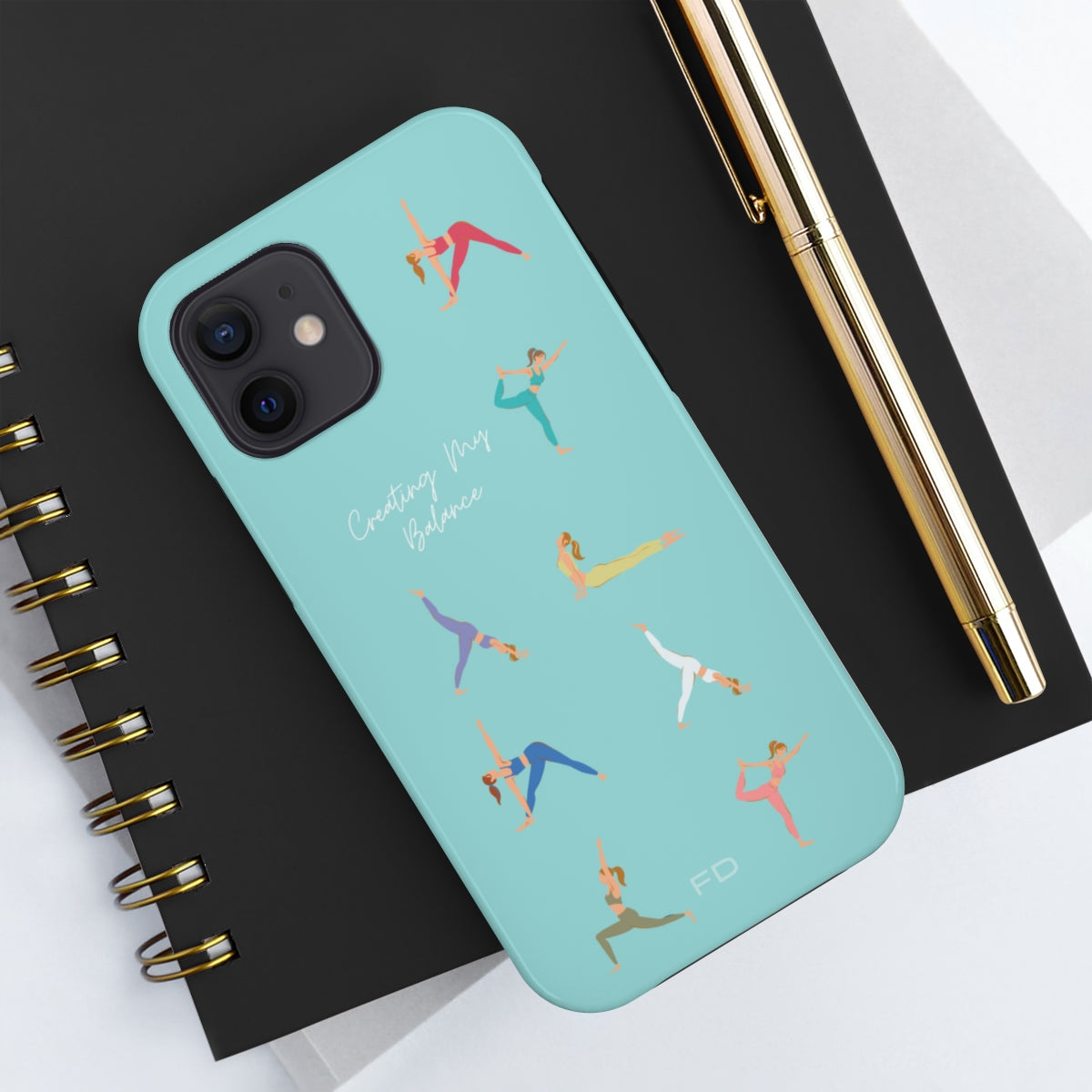 Blue iPhone Tough Case with Wireless Charging for Yoga Enthusiasts