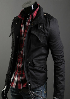 Short Parka with Stand-Up Collar for Men