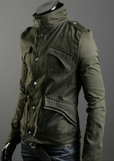 Short Parka with Stand-Up Collar for Men