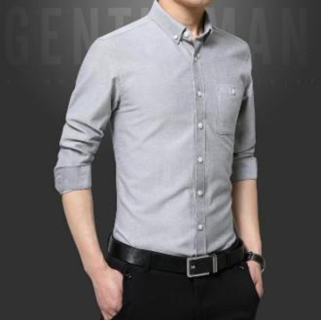 Navy Classic Button Down Men's Long Sleeve Shirt