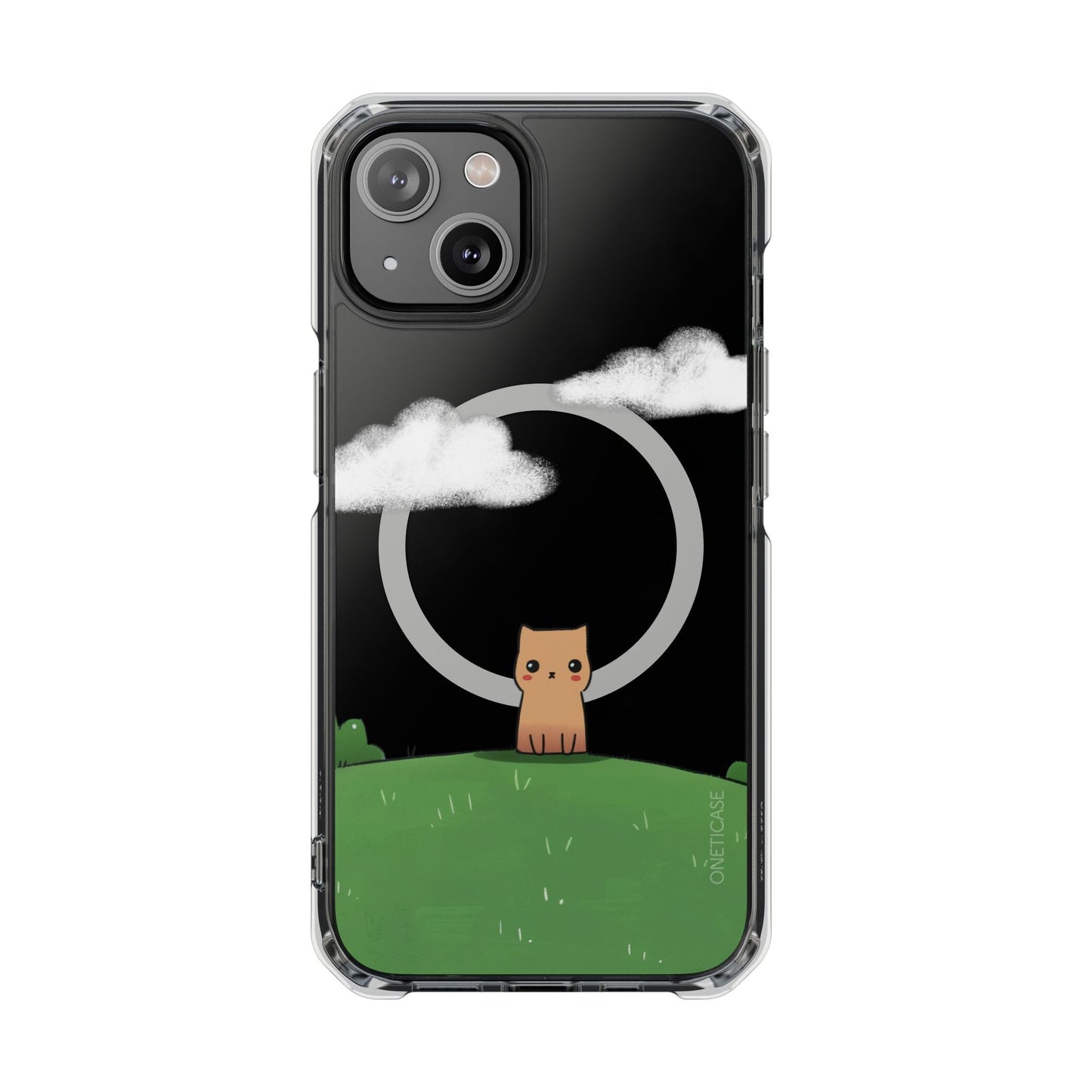 Magnetic Clear iPhone Case with Cat Design for Outdoor Enthusiasts