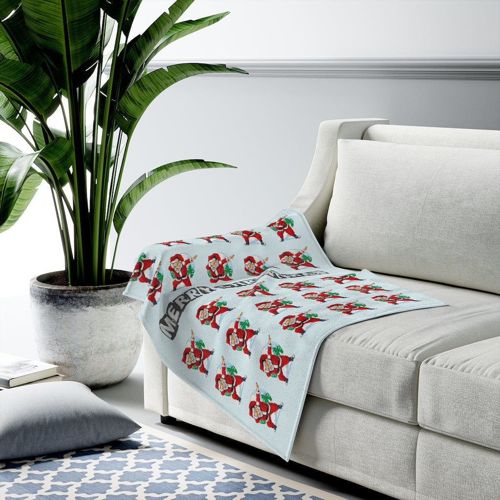 Santa Dancing Plush Velveteen Throw