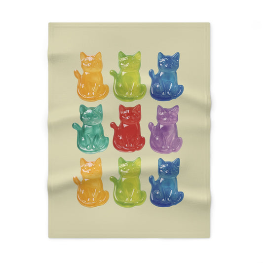 Soft Fleece Baby Blanket with Cute Cat Design: pale yellow, orange cats, cartoon style