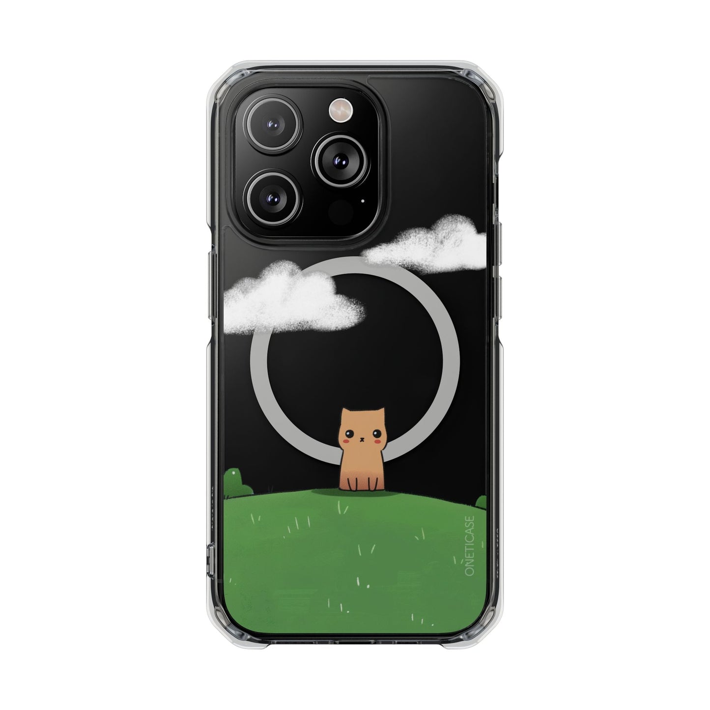 Magnetic Clear iPhone Case with Cat Design for Outdoor Enthusiasts