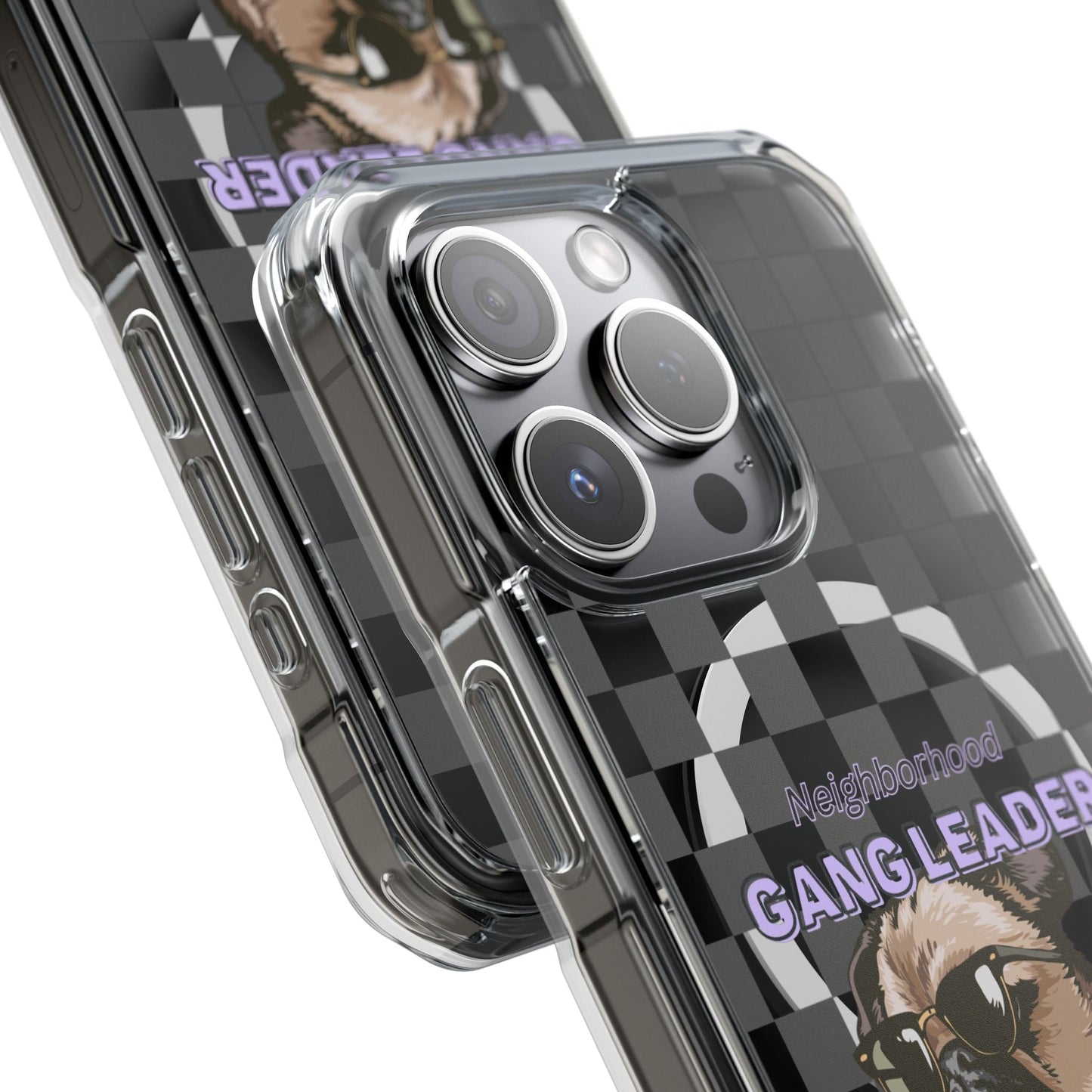 Magnetic iPhone Case with Clear Back featuring a Pug Design