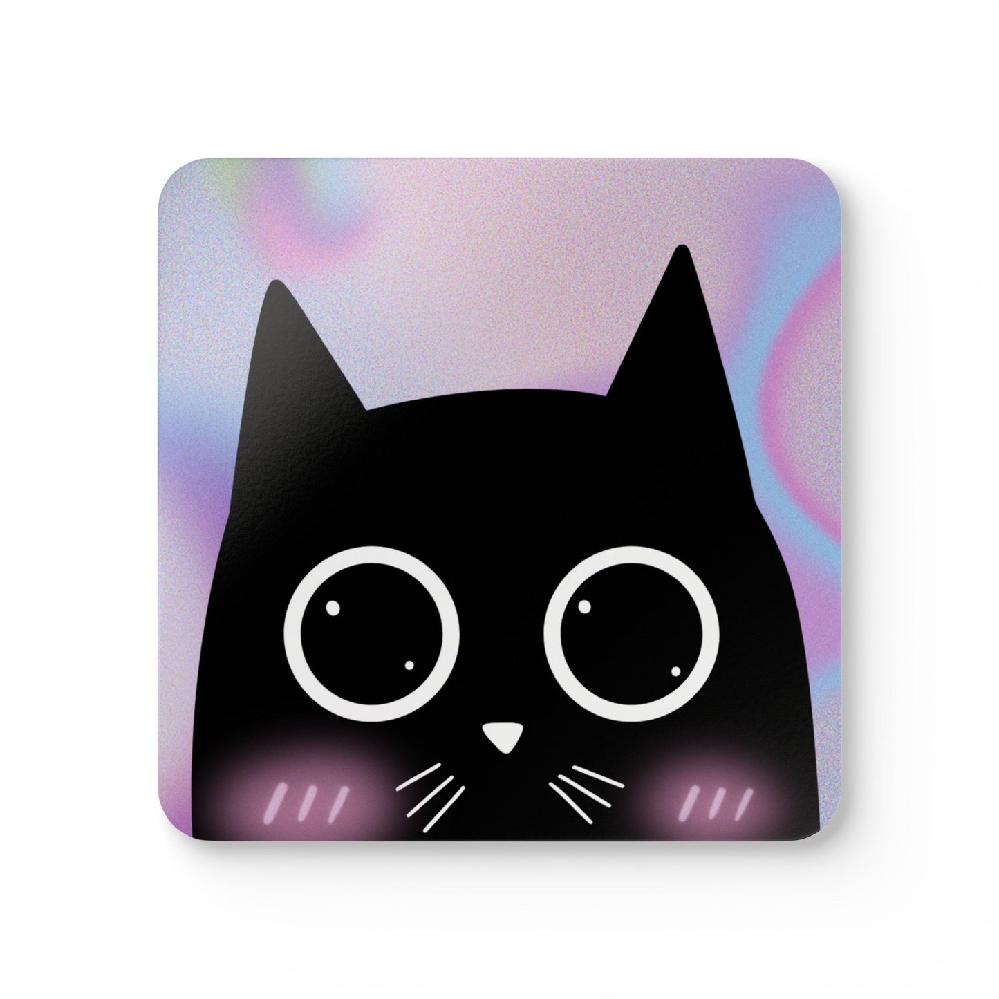 Coaster Set for Cat Lovers - Adorable Blushing Kitty Design (4 Pieces)