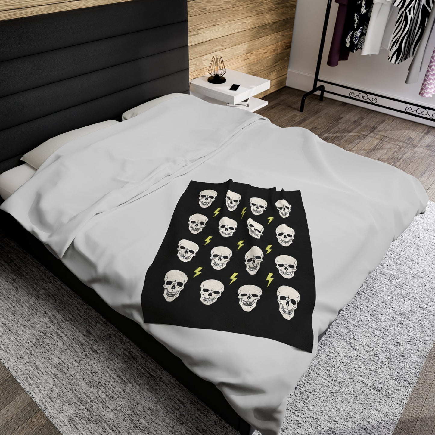 Plush Gothic Skeleton Throw Blanket