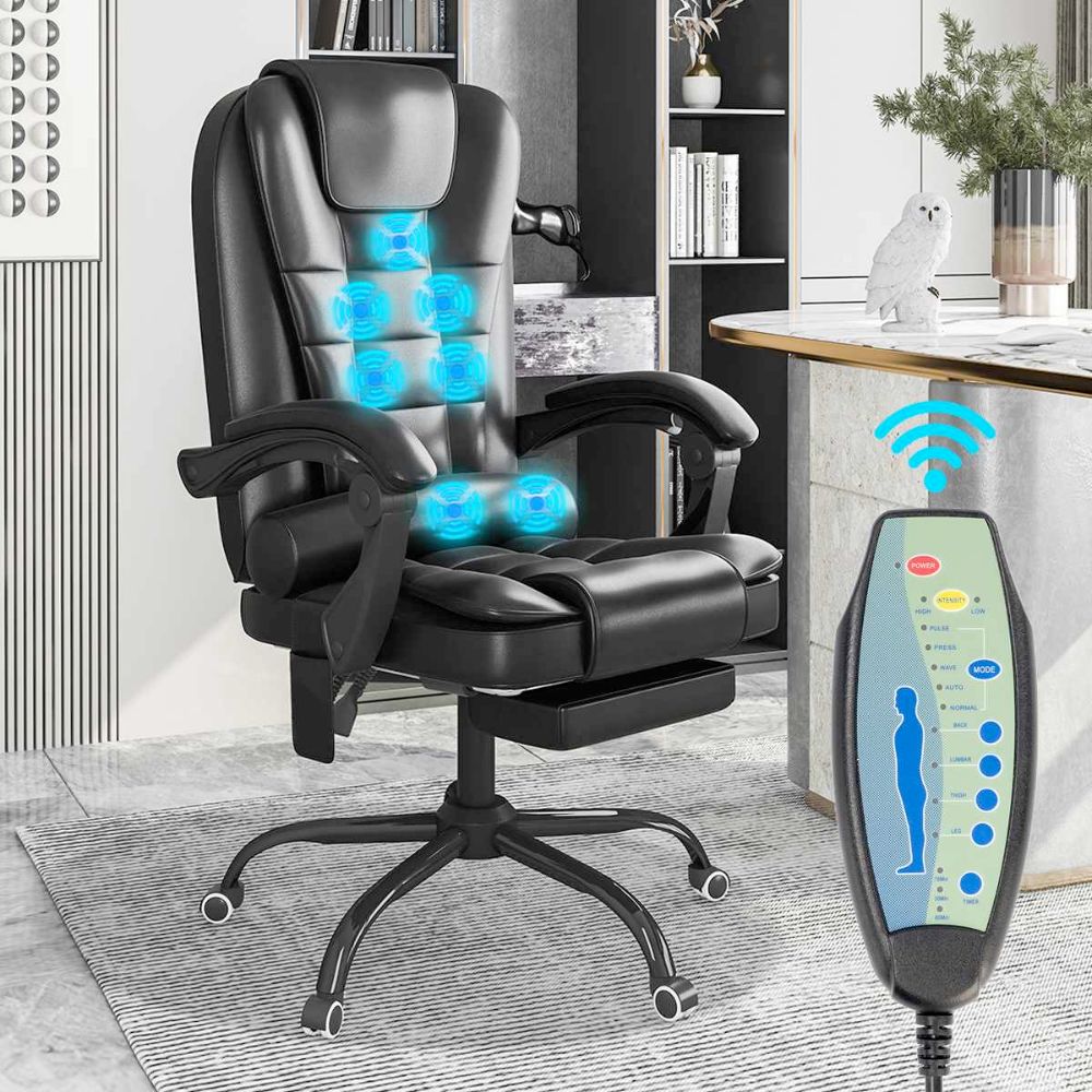 Deluxe 5-Mode Massage Office Chair with Adjustable Foot Support