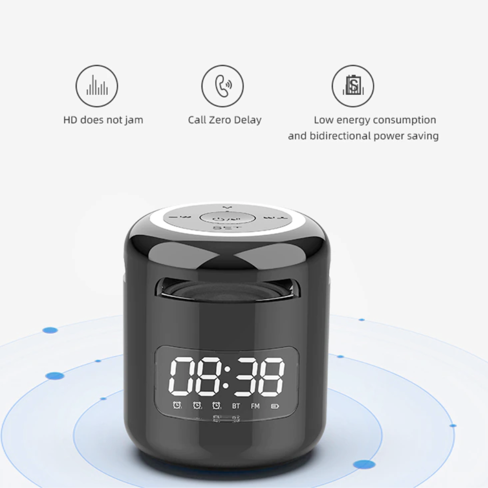 Compact Wireless Speaker with Built-in FM Radio and Alarm Clock