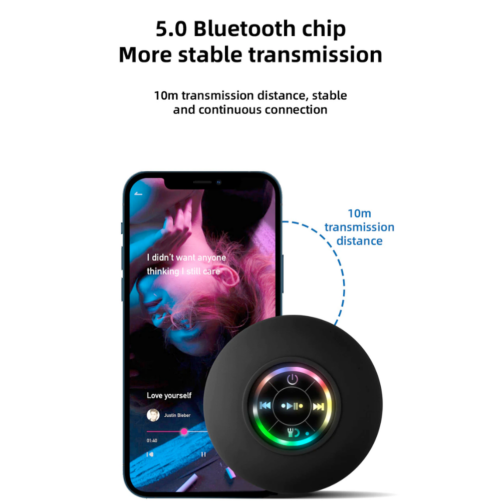 Compact Waterproof Bluetooth Speaker with RGB Lighting