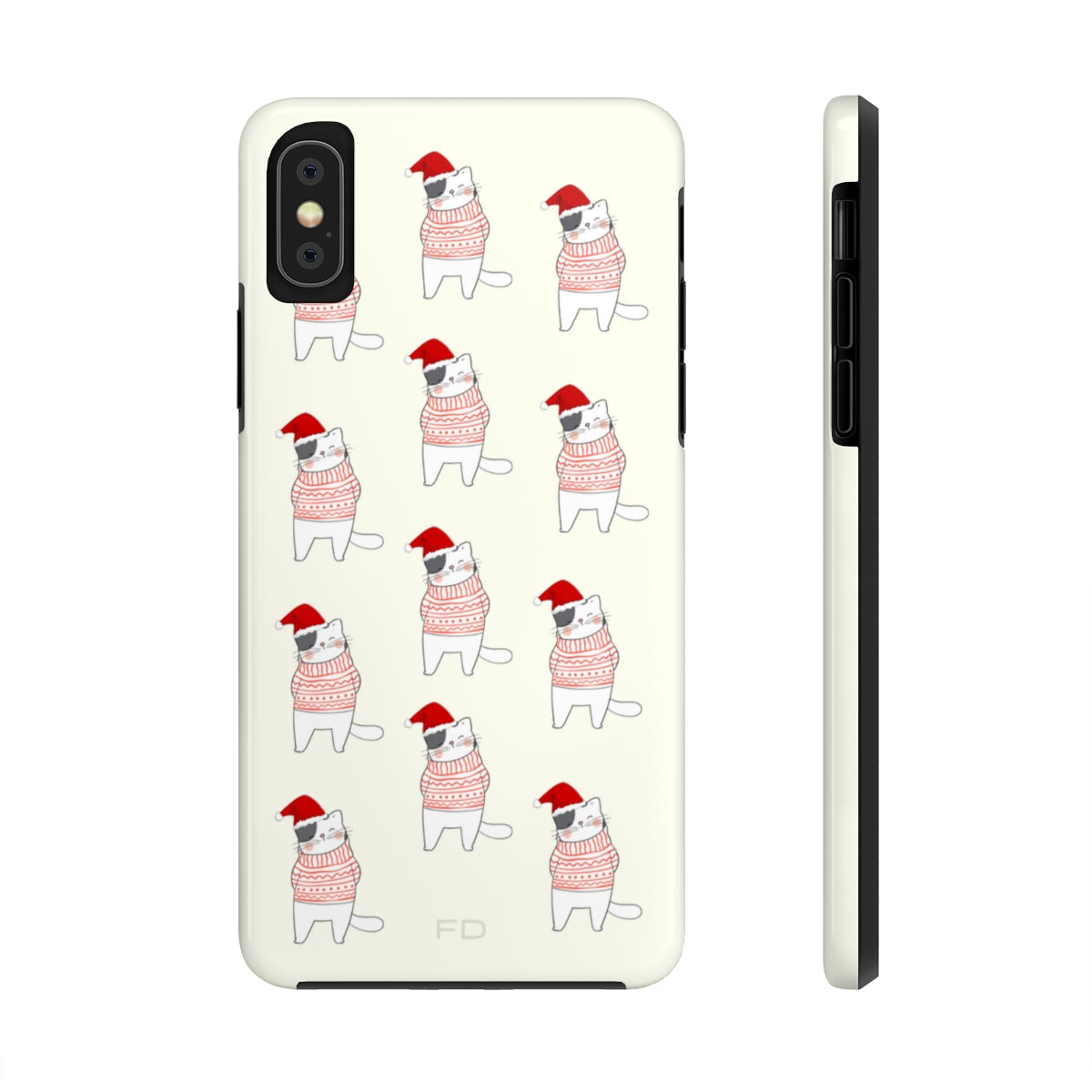 Durable Feline iPhone Case for Wireless Charging - Holiday Edition
