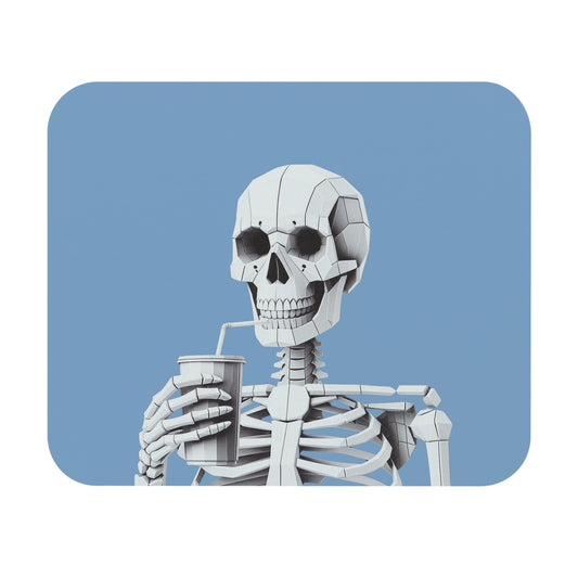 Sipster Mouse Pad: The Essential Tool for Your Desk Setup: white, light gray human skeleton, low-poly cartoon style