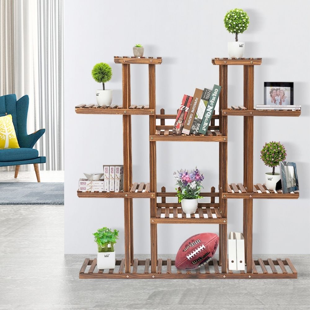 Multi-tiered Pine Wood Shelf for Indoor Plants - Modern Home Decor Stand