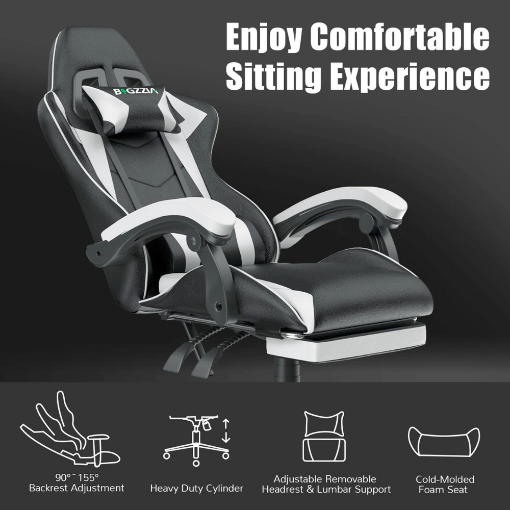 Gaming Throne with Built-in Footrest