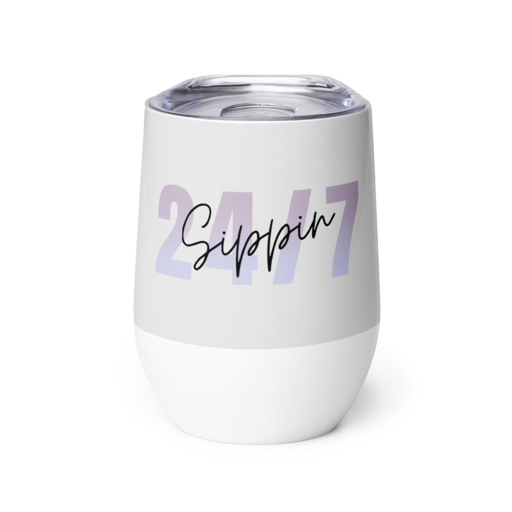 Gray Insulated Wine Tumbler for Hot or Cold Beverages - 12oz
