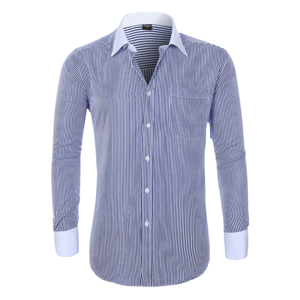Contrast Cuff Pinstripe Men's Shirt