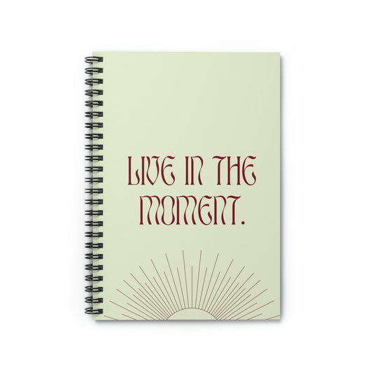 Embrace the Present Spiral Notepad: pale green, black spiral-bound notebook, minimal style