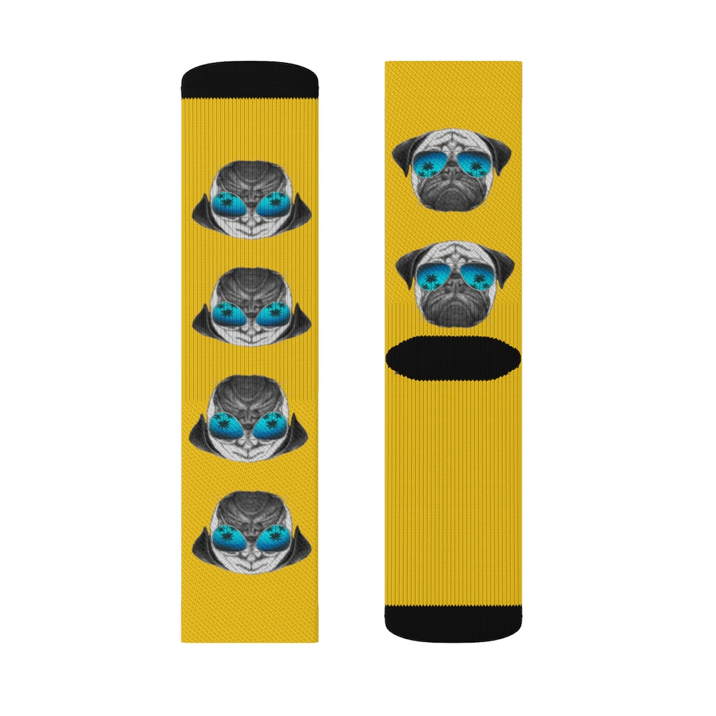 Novelty Socks with a Pug Wearing Sunglasses
