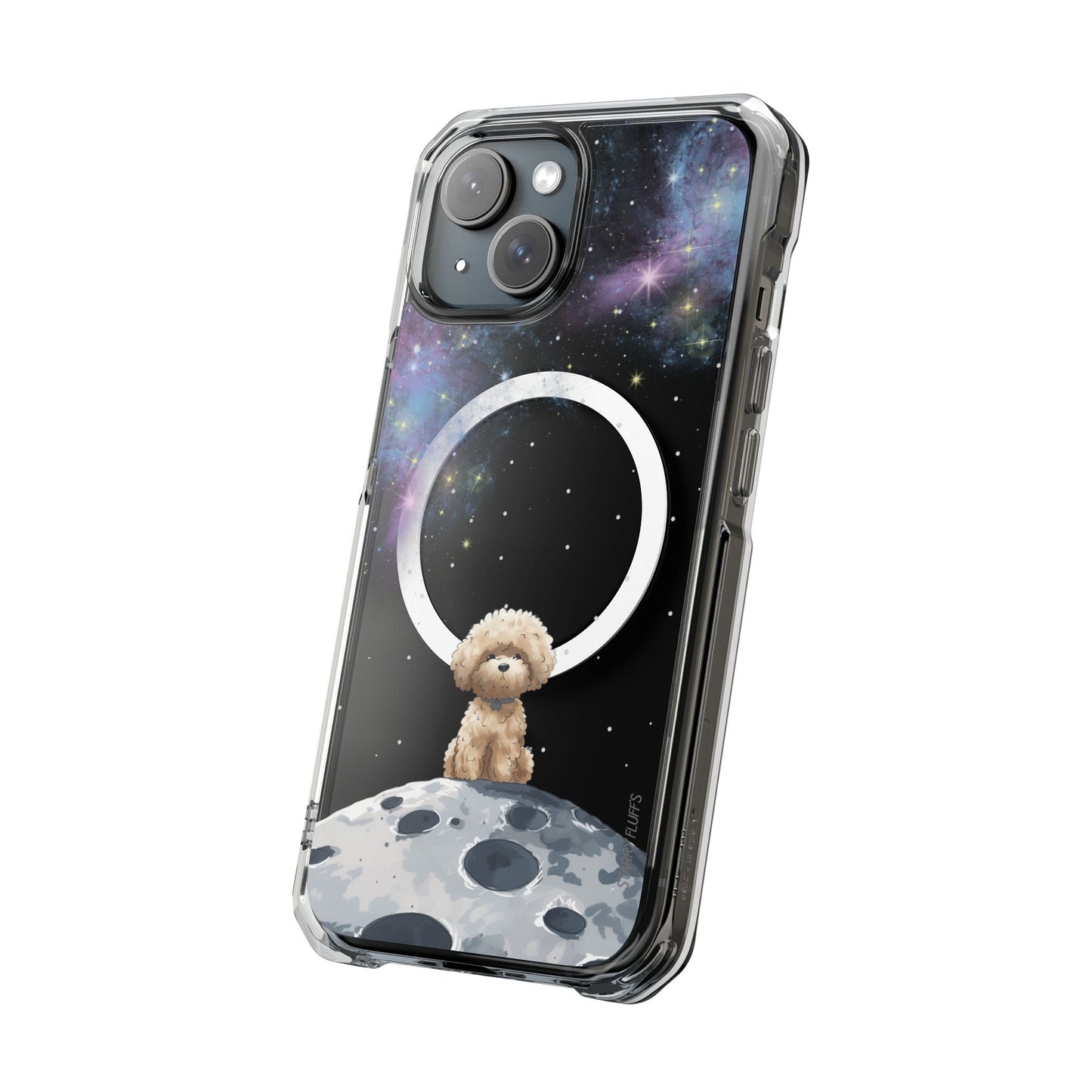 Pookie the Poodle in Space - Magnetic Clear Case for iPhone Models by Starry Fluff