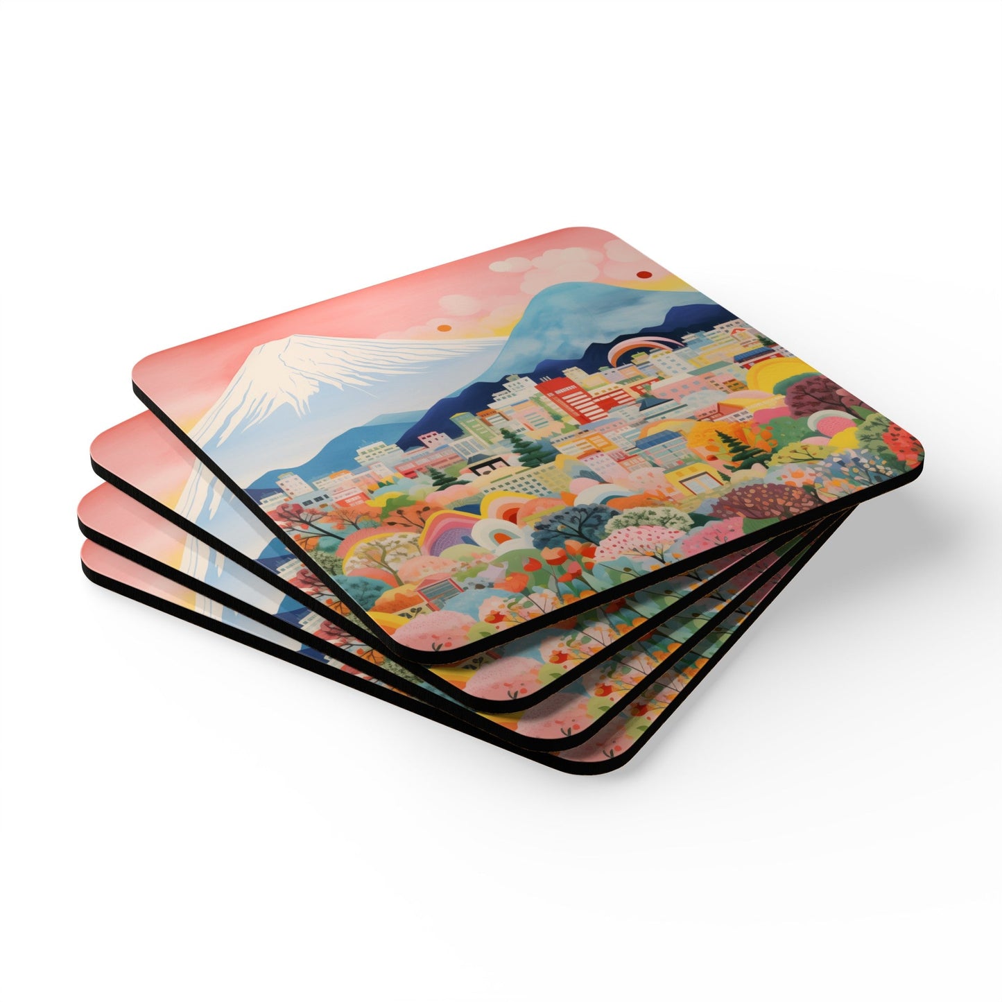 Mount Fuji Skyline Set of Four Coasters