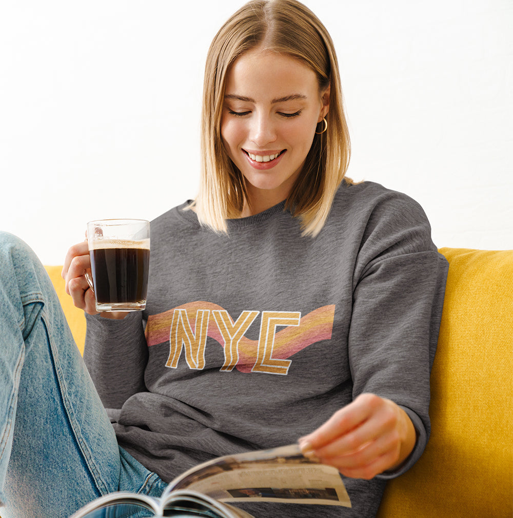 Retro 70's Crewneck Sweatshirt for Women in New York City Style