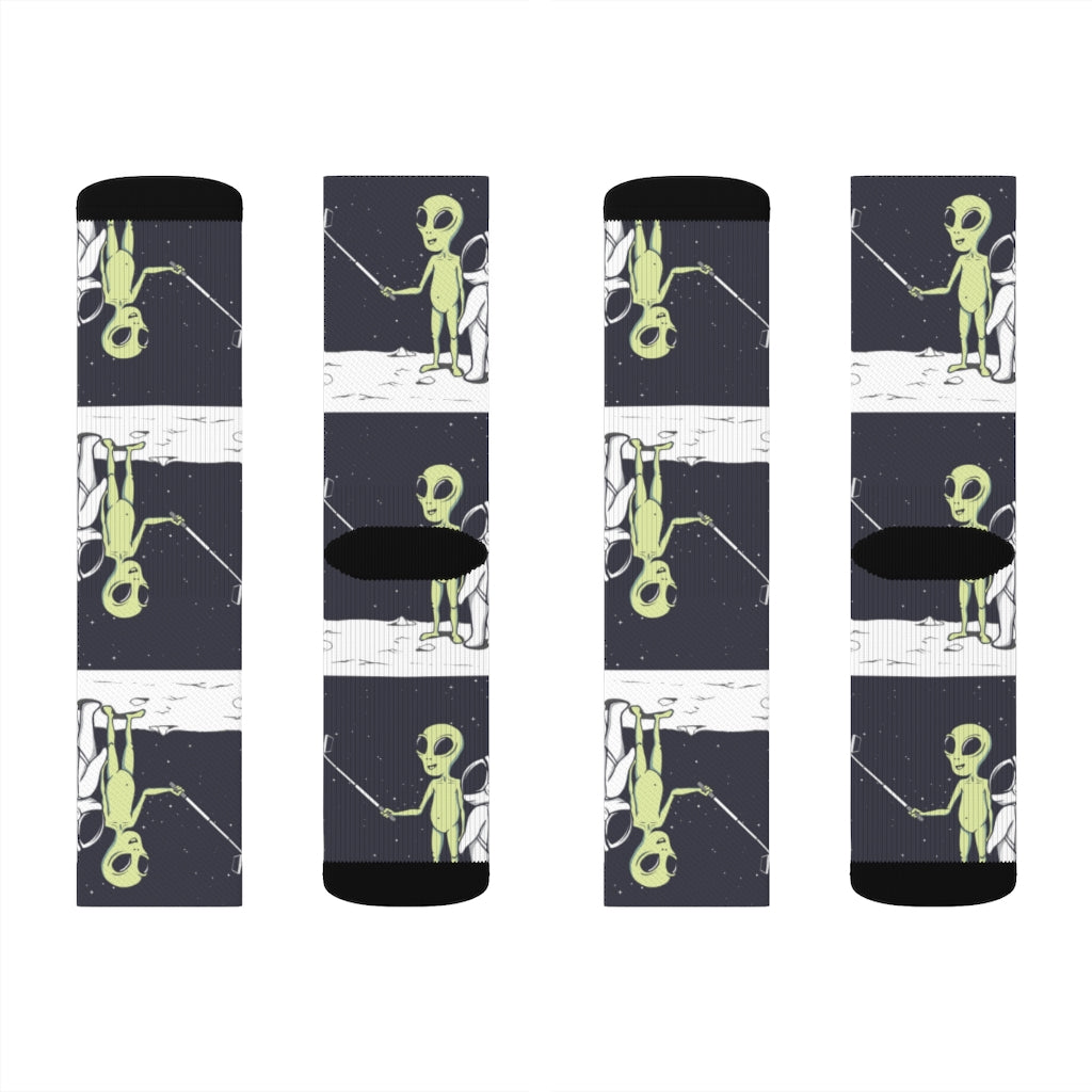 Quirky Extraterrestrial Selfie Socks