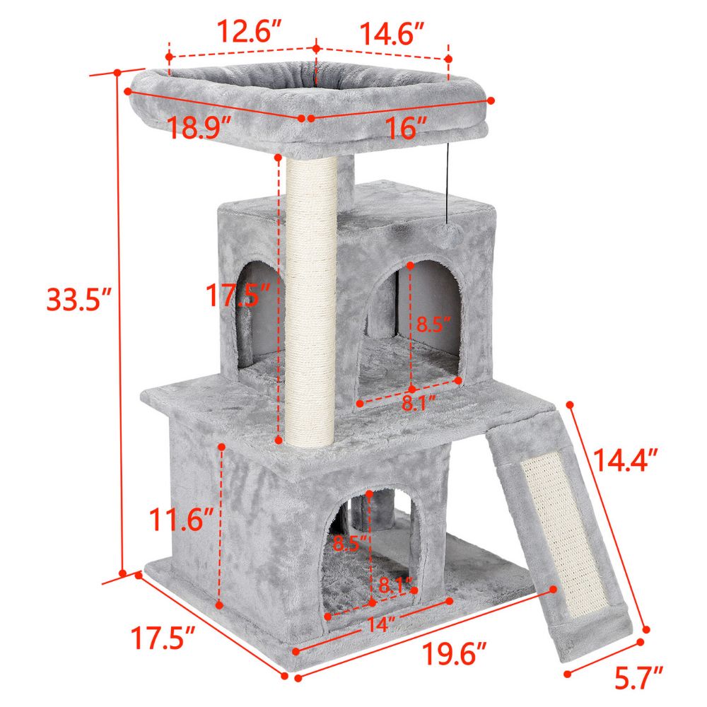 Scratching Post Cat Tree with Ramp and Elevated House