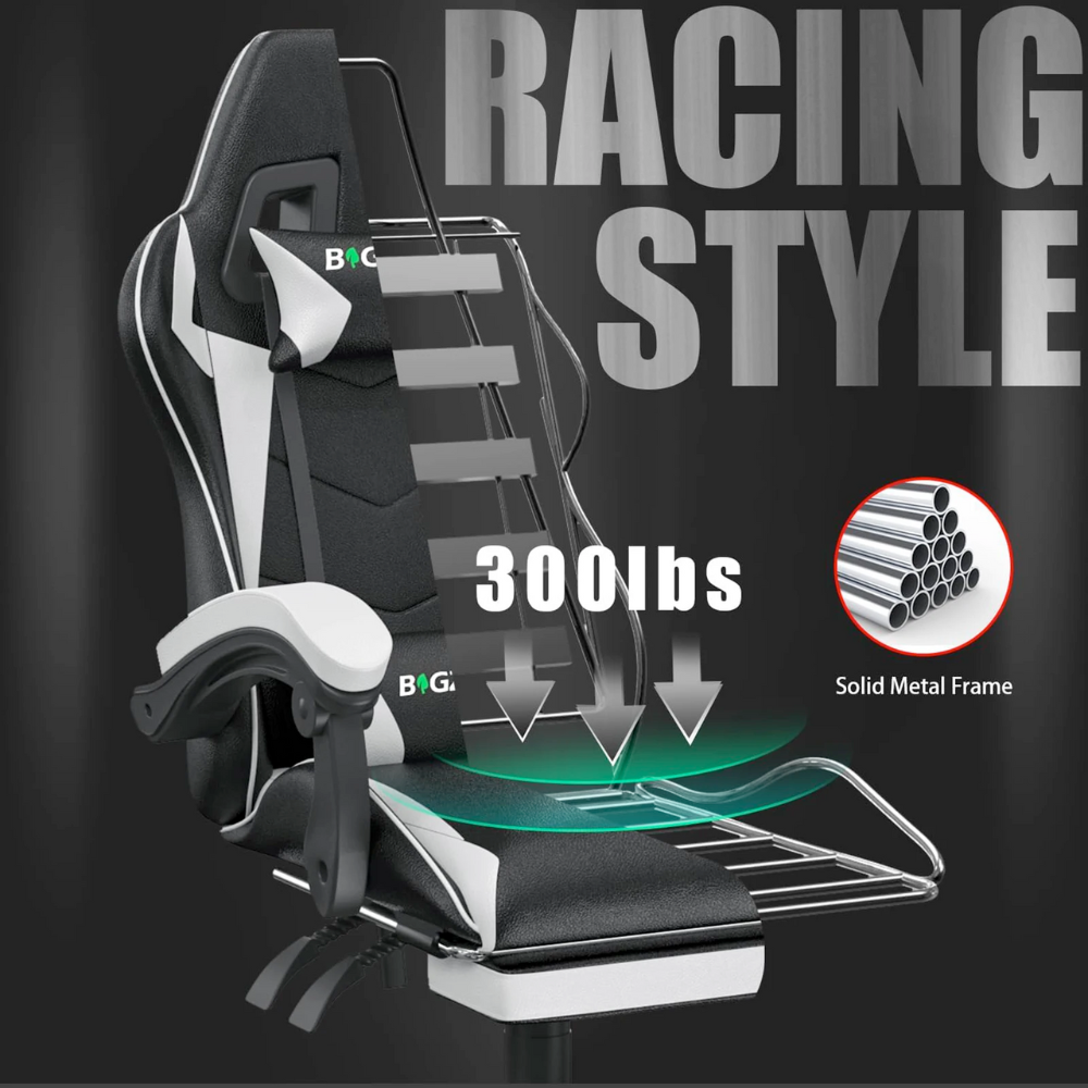 Gaming Throne with Built-in Footrest