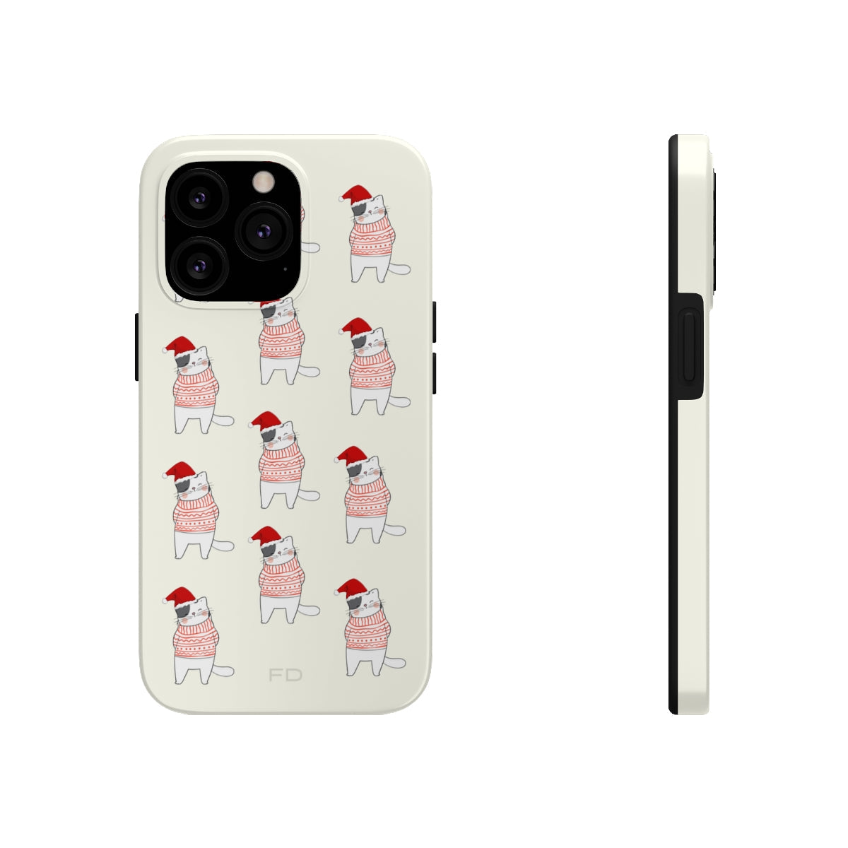 Durable Feline iPhone Case for Wireless Charging - Holiday Edition