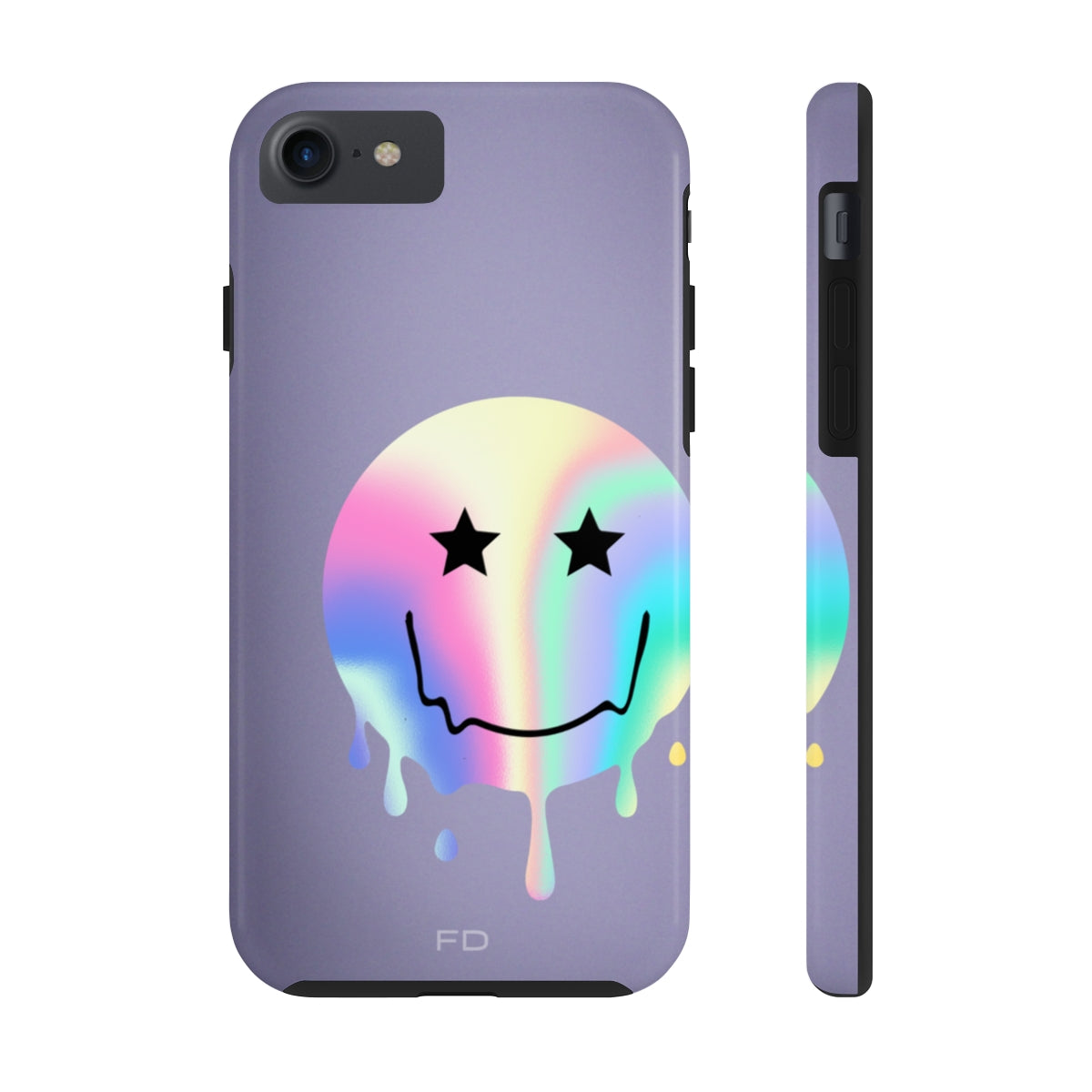 Durable iPhone Case with Starry Happy Face Design and Wireless Charging Capability