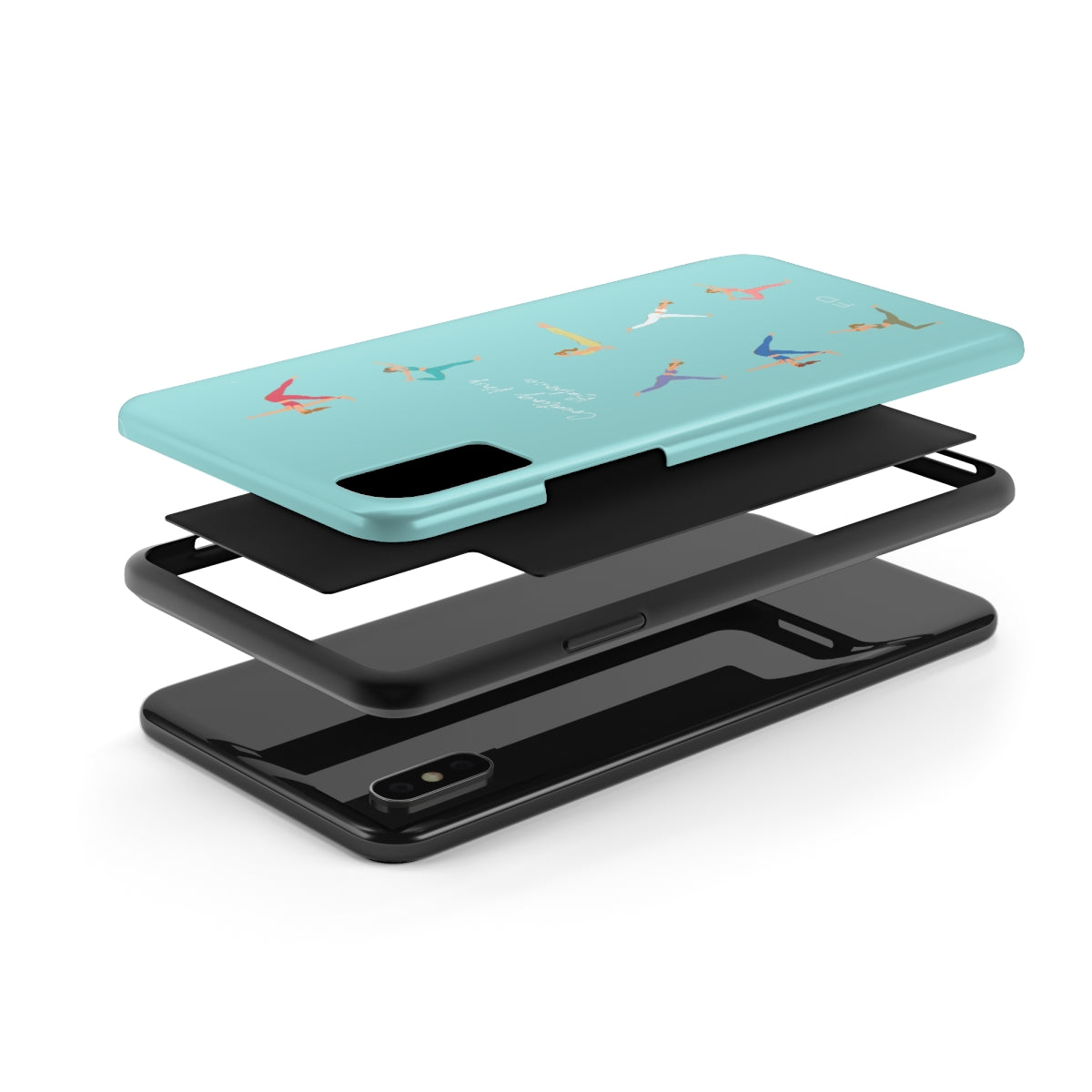 Blue iPhone Tough Case with Wireless Charging for Yoga Enthusiasts