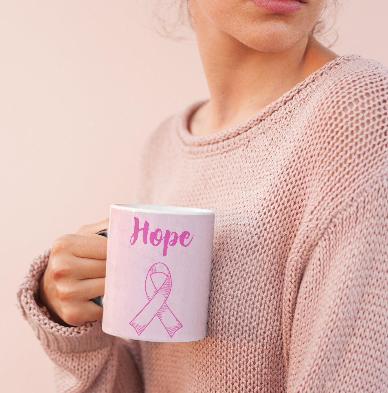 Magical Heat Sensitive Color Changing Mug with Pink Ribbon Hope Design