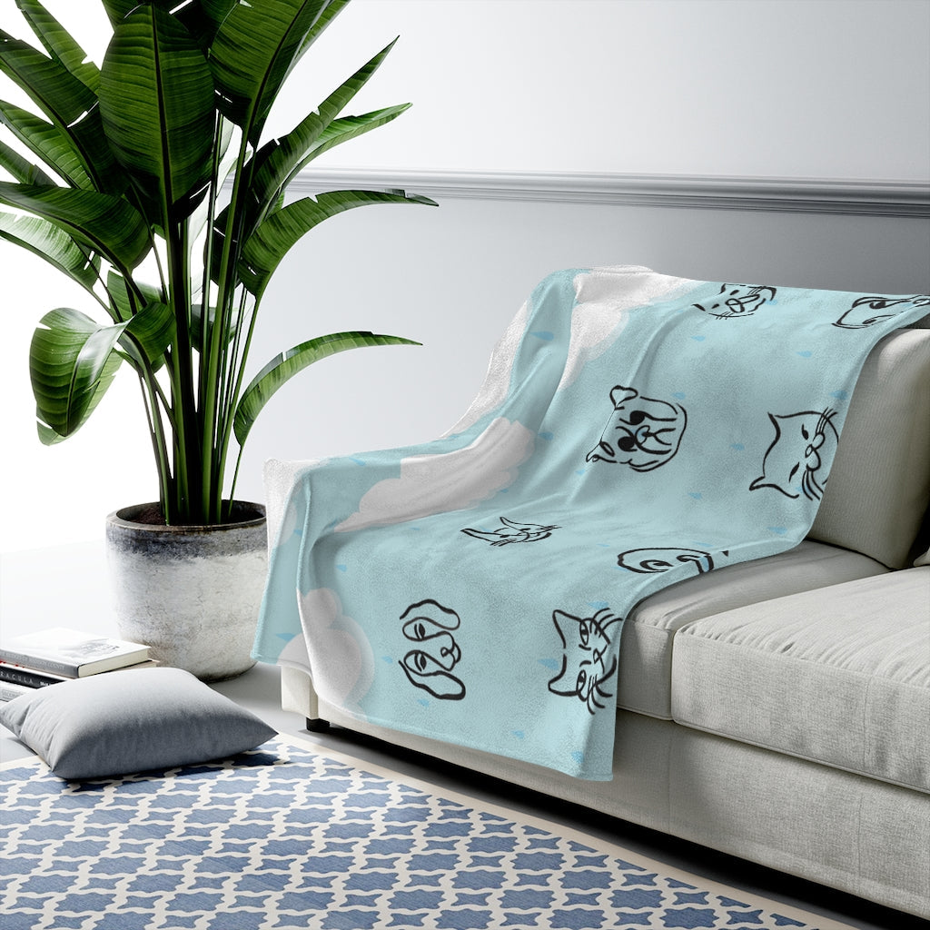 Cats and Dogs Plush Throw Blanket - A Downpour of Furry Friends