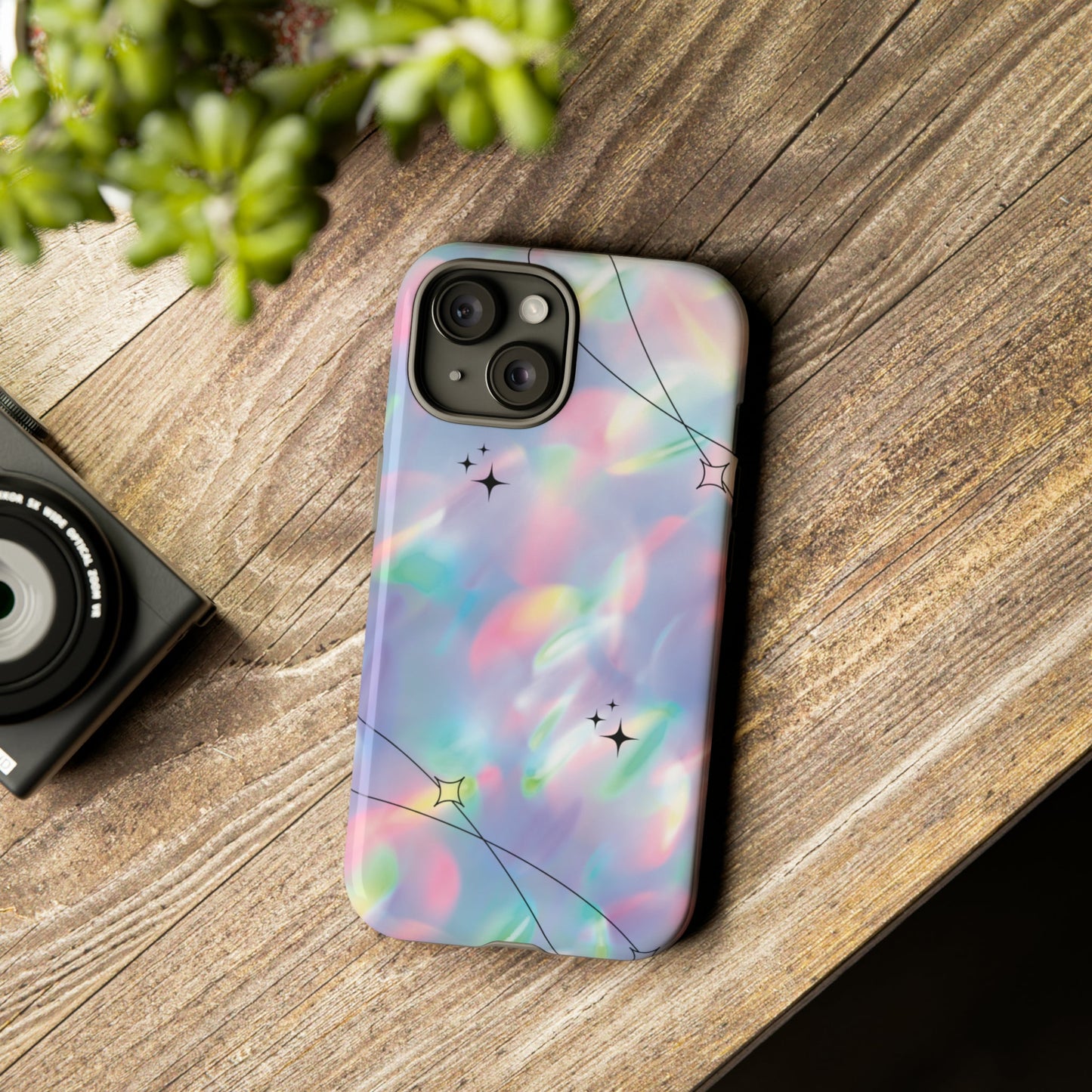 Durable iPhone Case with Stars in Gradient Pattern