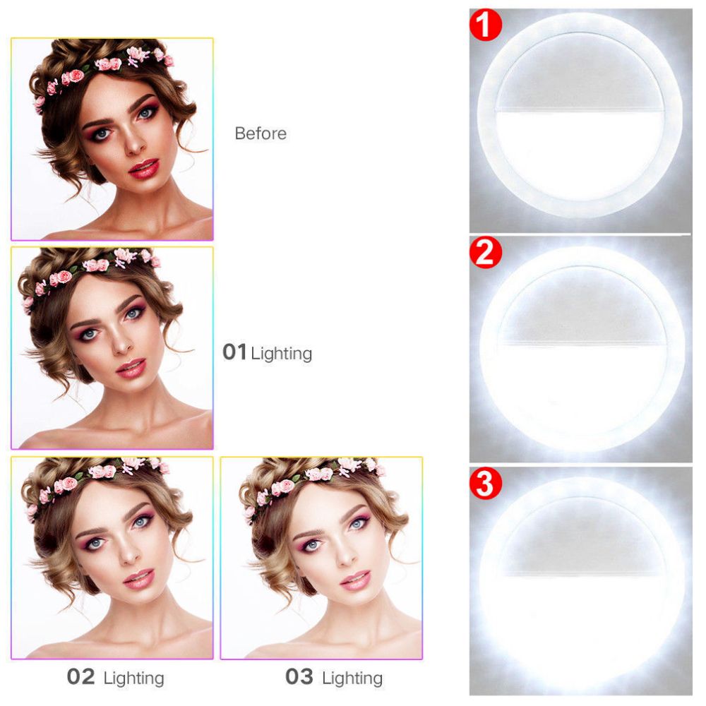 Clip On Selfie Ring for Portable Mobile Phone