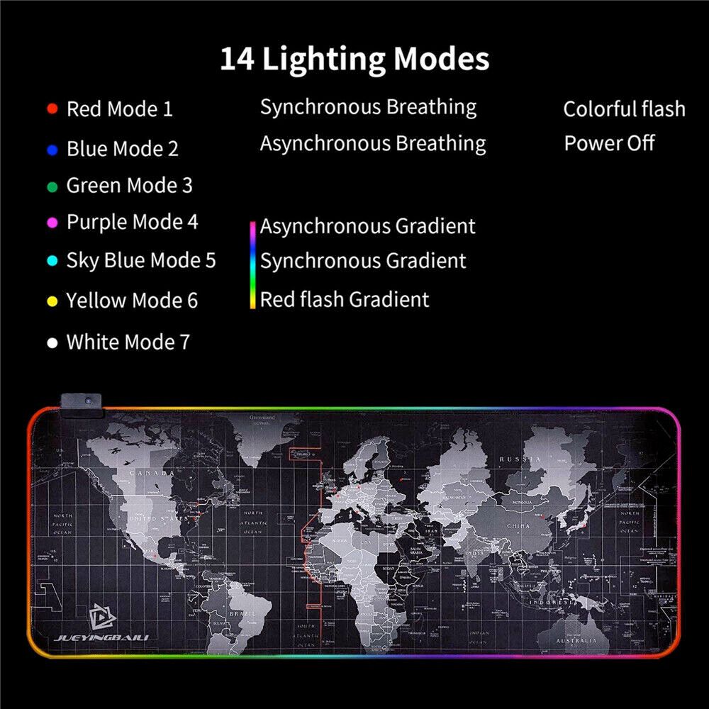Map of the World Dragon RGB Gaming Mousepad