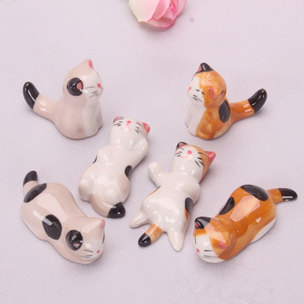 Porcelain Feline Chopstick Rests - Set of Holders