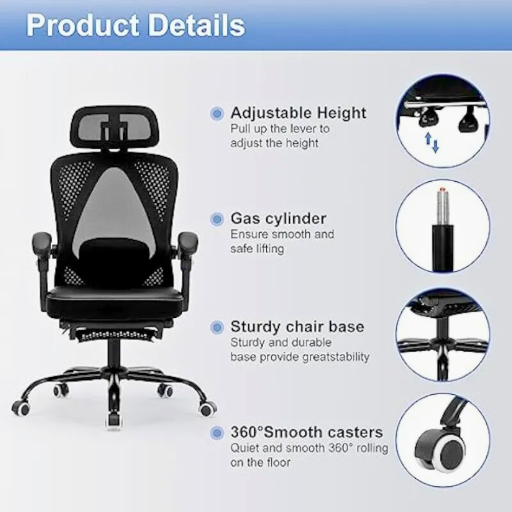 Reclining Mesh Chair with Headrest and Footrest: The Ultimate Comfort Companion