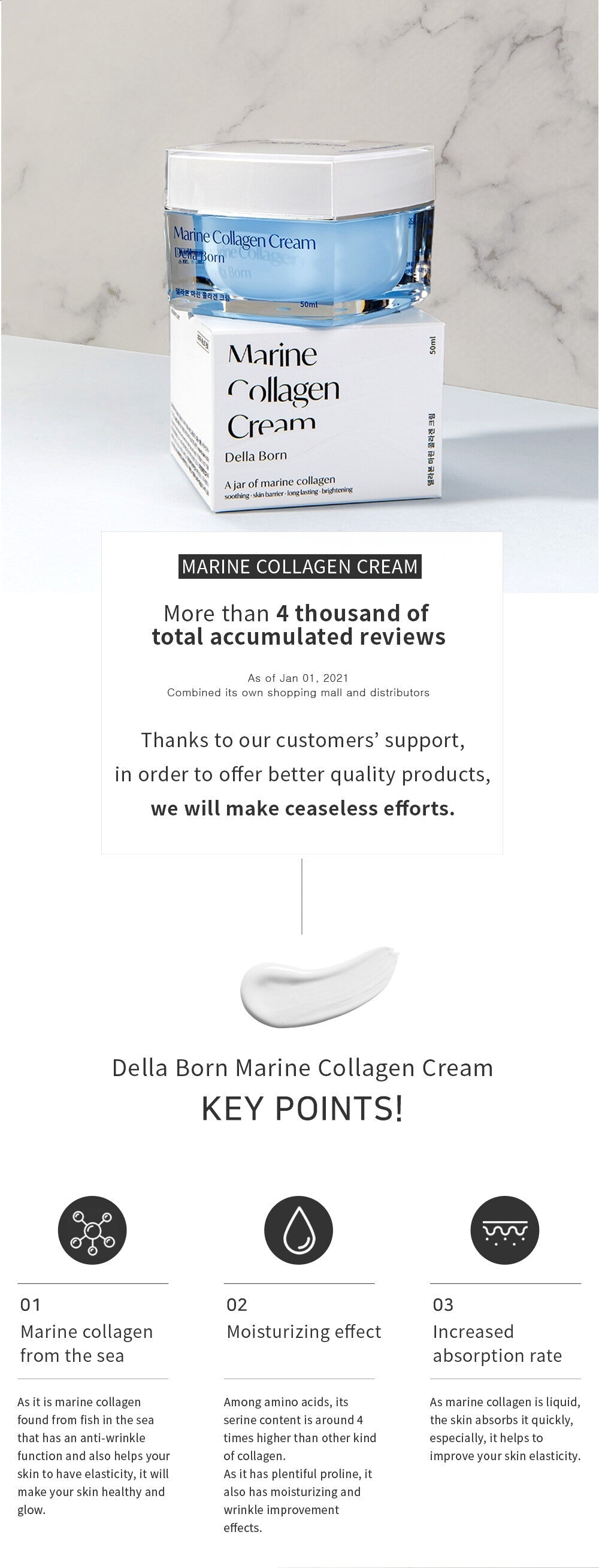 Marine Collagen Cream - 50ml: Della Born from Korea