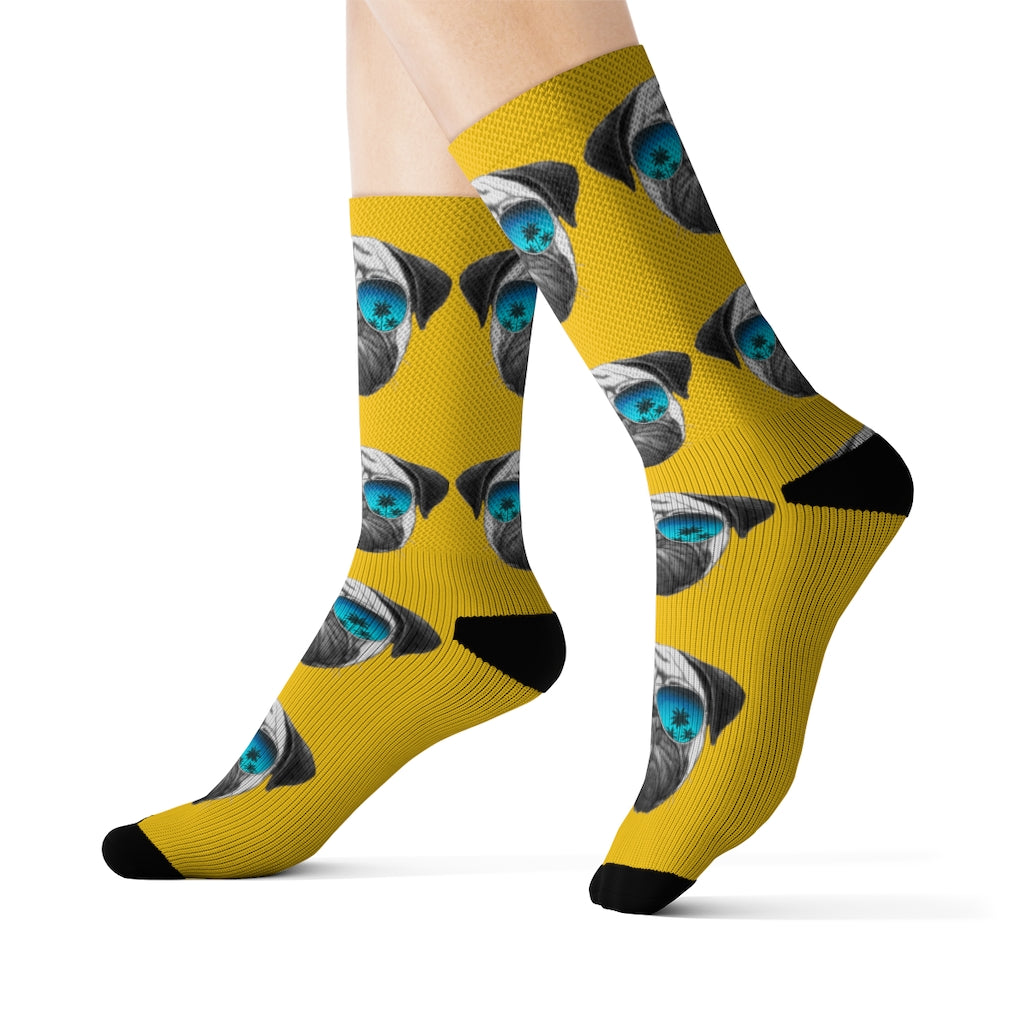 Novelty Socks with a Pug Wearing Sunglasses