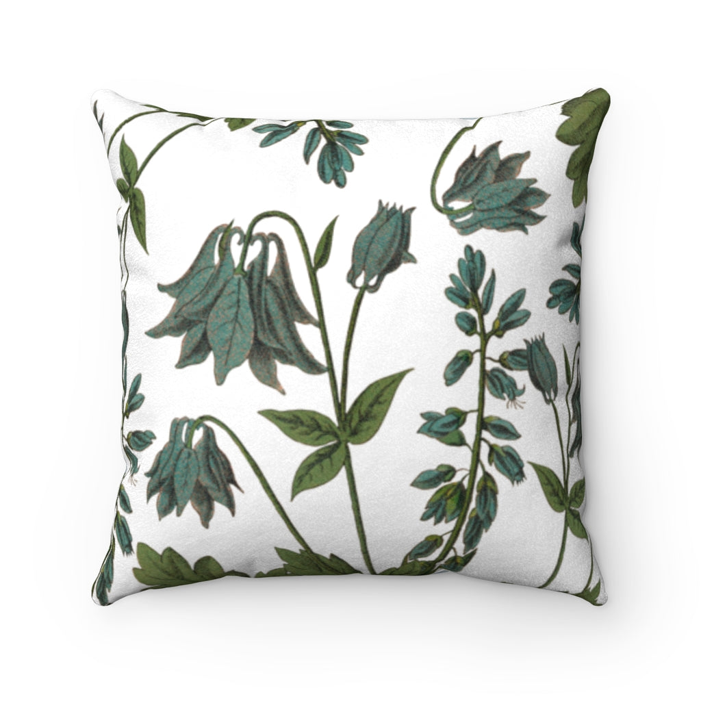Double Sided Print Faux Suede Bluebell Flower Home Decor Cushion