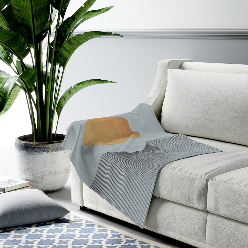 Blue Plush Throw Blankets with Sun Abstract Design - Available in 3 Sizes
