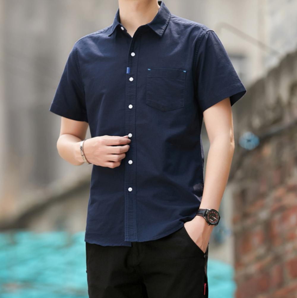 Short Sleeve Men's Button-Up Shirt Title Revision