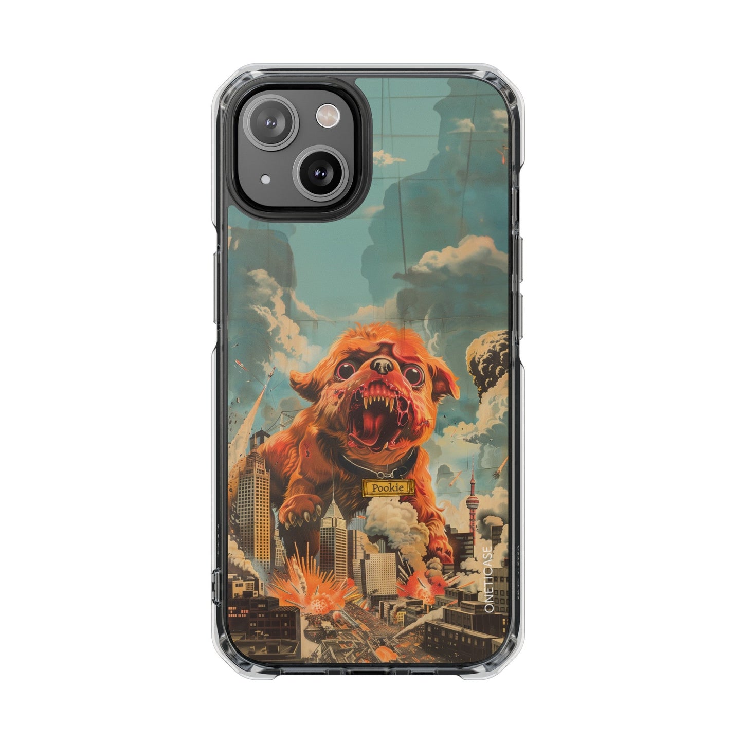 Reworked Title: Clear Magnetic Case with a Vintage Vibe for iPhone Models