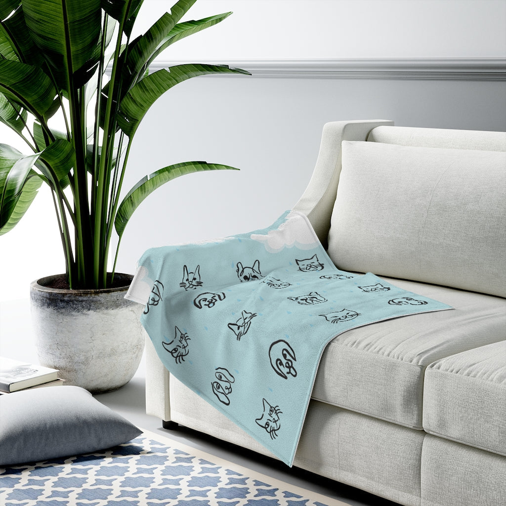 Cats and Dogs Plush Throw Blanket - A Downpour of Furry Friends
