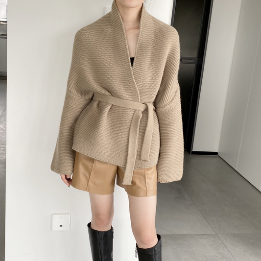Kimono Style Cardigan with Waist Tie for Women